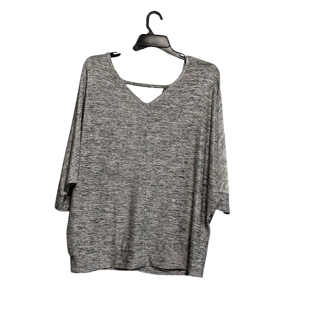 Lane Bryant Womens 18/20 Grey Space Dye V-Neck Strappy Back Dolman Sleeve Top